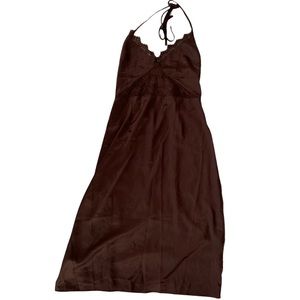 PLT chocolate brown satin halter dress